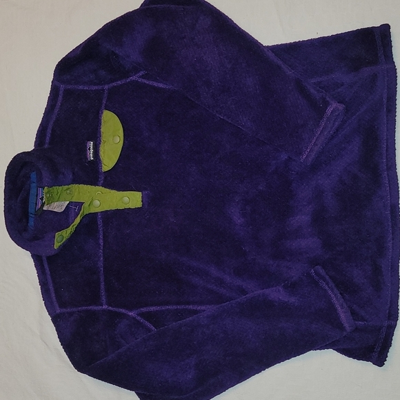 Patagonia Sweaters - Patagonia Synchilla pullover vintage jacket purple and green snap buttons